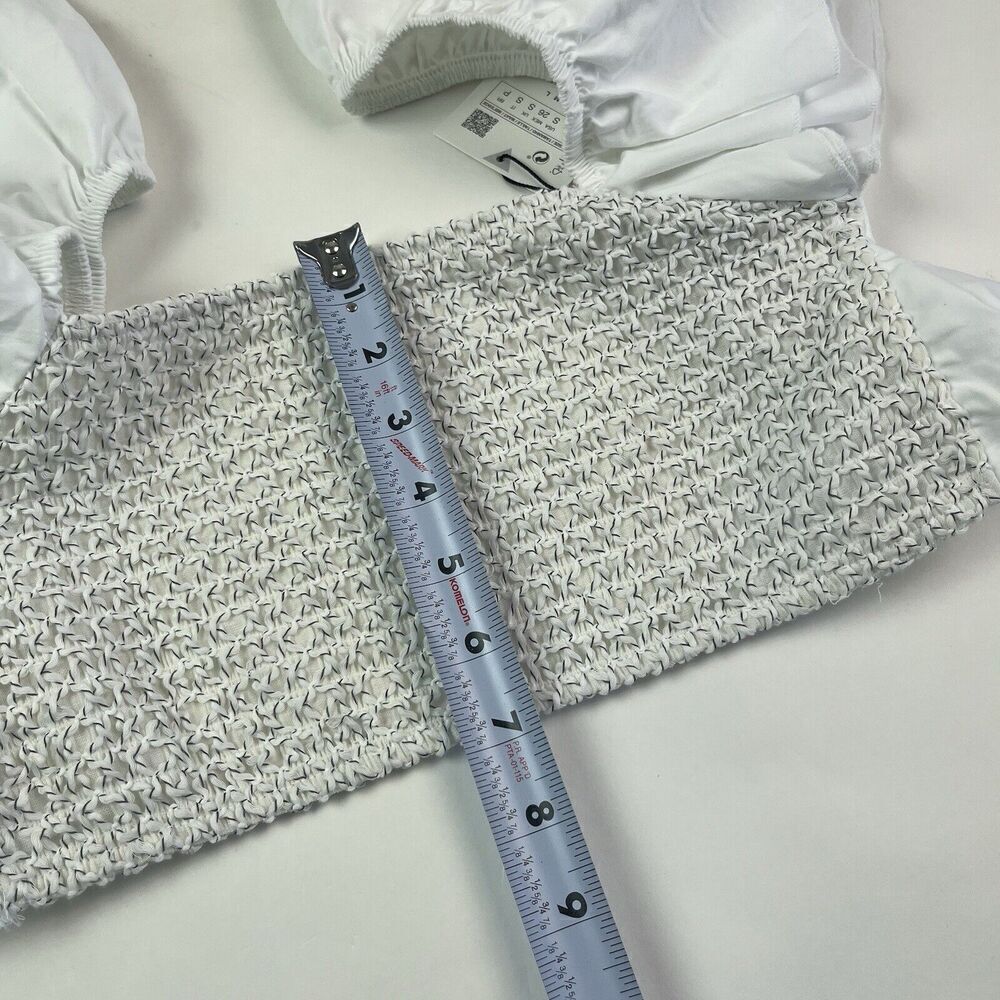 ZARA Ruffle Sleeve Crop Top Small White - Picture 9 of 13
